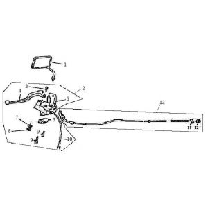 Remhendel links - Achterremkabel - Spiegel Benzhou YY50QT-21C zwart
