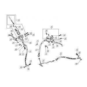Remcilinder - Remleiding- Remhendel Kymco Super9 50 2-takt LC oud model matzwart-zilver