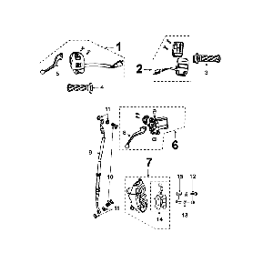 Remcilinder - Remklauw - Remblokken - Remleiding - Stuurschakelaars Peugeot Speedfight 4 50 4-takt AC Roodzwart