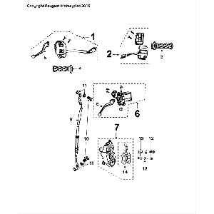 Remcilinder - Remklauw - Remblokken - Remleiding - Stuurschakelaars Peugeot Speedfight 4 50 2-takt LC zwartgroen
