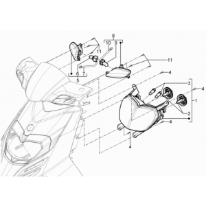 Koplamp - Knipperlichten voorzijde Piaggio Typhoon 50 2-takt Euro 3 2011
