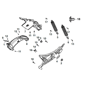 RR. cushion - RR. fork - RR. mudguard Sym Fiddle IV 125i AC CBS E5 2020-2021
