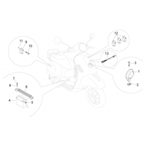 Accu - Claxon - Startschakelaar Vespa GTS 250 ie 2005-2016 (zonder ABS)