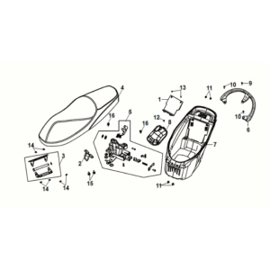 Seat - rear carrier Sym Fiddle IV 125i AC CBS E5 2020-2021