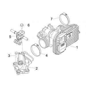 Gasklephuis - Injector - Inlaatspruitstuk Piaggio MP3 300 ie LT Business - Sport (met en zonder ABS) 2016-2018
