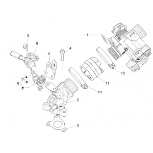 Gasklephuis - Injector - Inlaatspruitstuk Piaggio Liberty 50 4-takt AC