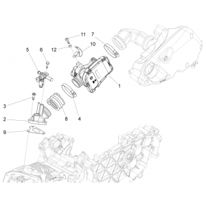 Gasklephuis - Injector - Inlaatspruitstuk  Piaggio Fly 125 IE 4-takt 3V Euro 3