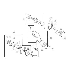 Startmotor - Startkoppeling - Oliepomp Agility 16+ 125 Mat Metallic Silver