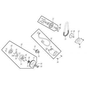 Startmotor - Startkoppeling - Oliepomp Agility 16+ 200i Mat Metallic Silver