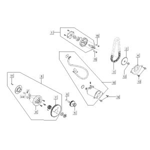 Startmotor - Startkoppeling - Oliepomp Agility CITY 16 150