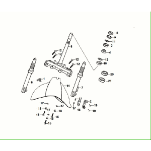Voorvork - Kroonstuk Balhoofdstel - Voorspatbord Sym Fiddle ll Euro 5 Matt green (GN-371U)