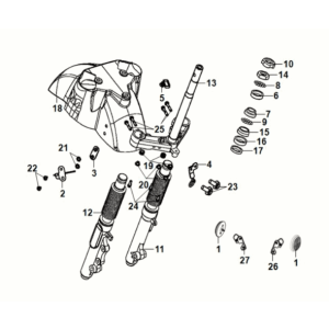Steering stem front cushion Sym Fiddle IV 50 E5 Gray (GY-430C)
