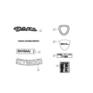 Emblemen - Stickers - Logo Kymco Dink 50 2-takt LC zilver