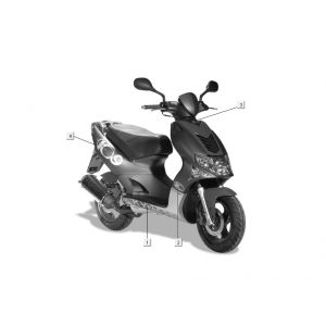 Emblemen - Stickers - Logo Kymco Super9 50 2-takt AC oud model matzwart geel