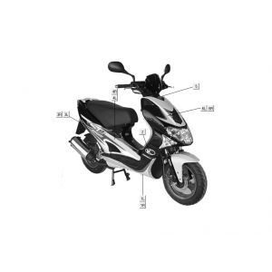 Emblemen - Stickers - Logo Kymco Super9 50 2-takt AC oud model matzwart geel