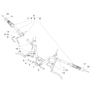 Stuur - Remcilinder- Gaskabel - Handvatten Piaggio MP3 350 Maxi Sport ABS Euro 4 2018-2020