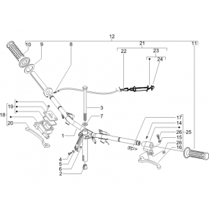 Stuur - Remcilinder- Gaskabel - Handvatten Piaggio Zip 50 SP 2-takt LC 2006-2013