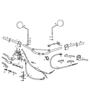 Stuur - Remcilinder - Remhendel - Spiegels - Kabels Derbi Senda R oud model