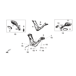 Stuurbocht/ remgrepen/ spiegels Sym Joymax 300I ABS E3 2014-2016 White (WH-300P)