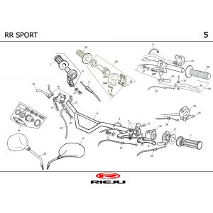 Stuur - Onderdelen stuur - Spiegels Rieju RR Sport blauw 2004 2-takt
