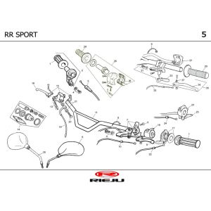 Stuur - Onderdelen stuur - Spiegels Rieju RR Sport zwart 2004 2-takt