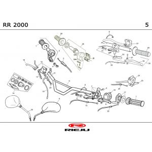 Stuur - Onderdelen stuur - Spiegels Rieju RR zwart 2001 2-takt