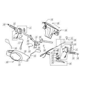 Stuur - Onderdelen stuur Kymco Yup 50 2-takt AC zwart glans