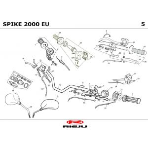 Stuur - Onderdelen stuur Rieju Spike grijs 2001 2-takt