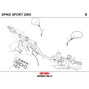 Stuur - Onderdelen stuur Rieju Spike rood 2007 2-takt