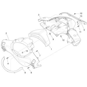 Stuurkappen Piaggio New Fly 4-takt 4V wit 566