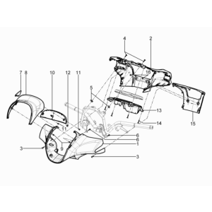 Stuurkappen Piaggio Beverly 350 Sport Touring Euro 3 2013-2014 matzwart 93/B