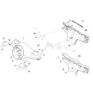 Stuurkappen Vespa GTS 250 ie 2005-2016 (zonder ABS) grafietzwart 79/A