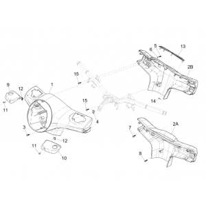Stuurkappen Vespa GTS 300 ie 2008-2016 (met en zonder ABS) wit 544