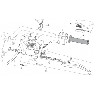 Remcilinder - Stuurschakelaars links Aprilia SR 50 LC (injectie en carburateur) 2004-2009