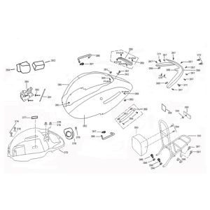 Motorschermen - Achterdrager China Grande Retro old/ GT2 titanium/ goud
