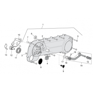 Carterdeksel- Kickstarteras - Kickstartpedaal Aprilia SR 50 LC (injectie en carburateur) 2004-2009
