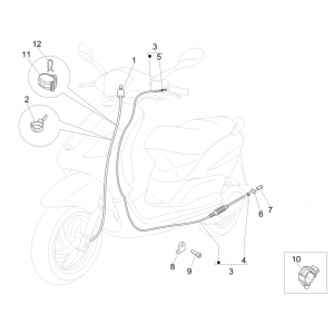 Kilometertellerkabel -  Achterremkabel Piaggio Fly 125 IE 4-takt 3V Euro 3