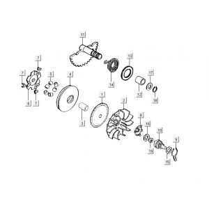 Variateur - Kickstarteras Kymco Yup 50 2-takt AC zwart glans