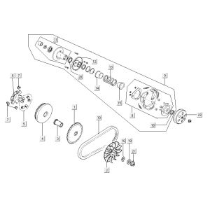 Variateur - V-snaar - Koppeling Kymco City 16' 4-takt zwart