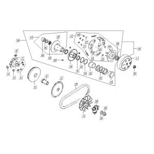 Variateur - V-snaar - Koppeling Kymco Vitality 50 4-takt AC antraciet