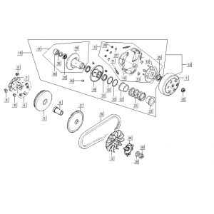 Variateur - V-snaar - Koppeling Kymco VP50 4-takt ACoak metallic