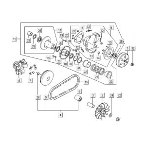 Variateur - V-snaar - Koppeling Kymco Downtown 125i