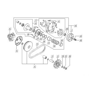 Variateur - V-snaar - Koppeling Kymco People One 125i