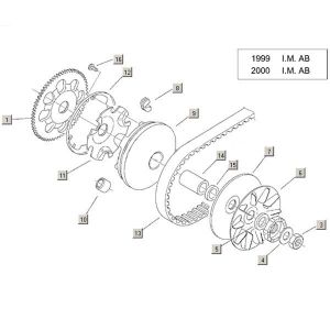 Variateur - V-snaar Aprilia Habana 2-takt (Morini motor) 1999-2004