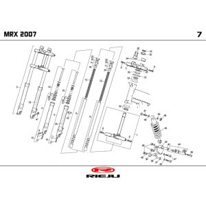 Voorvork - Balhoofdstel - Schokbreker Rieju MRX P-up blauw 2008 2-takt