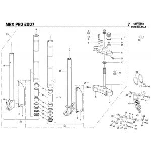 Voorvork - Balhoofdstel - Schokbreker Rieju MRX pro zwart-SRS 2008 2-takt