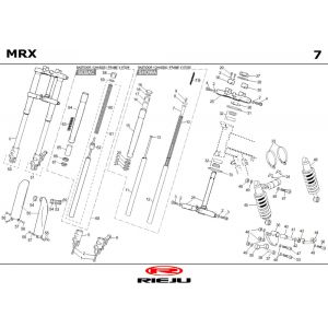 Voorvork - Balhoofdstel - Schokbreker Rieju MRX rood 2004 2-takt