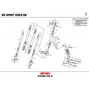 Voorvork - Balhoofdstel - Schokbreker Rieju RR Sport blauw 2005 2-takt