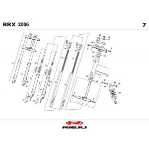 Voorvork - Balhoofdstel - Schokbreker Rieju RRX blauw 2009 2-takt