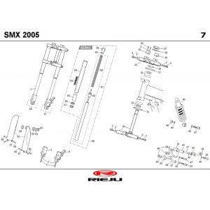 Voorvork - Balhoofdstel - Schokbreker Rieju SMX blauw 2006 2-takt